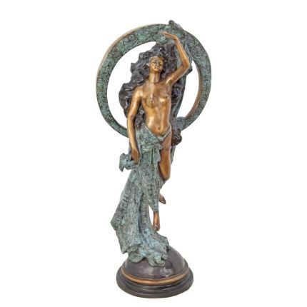 Bronzefigur weiblicher Akt, Frauenfigur, A BRONZE SCULPTURE OF A SEMI NUDE FEMALE