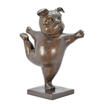 Bronzefigur Bulldogge beim Yoga