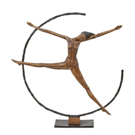 Moderne Bronzefigur Reifentänzerin, weiblicher Akt, A MODERNIST BRONZE SCULPTURE OF A RING DANCER