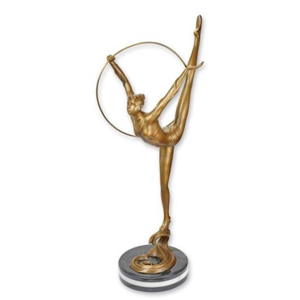 Bronzefigur Ballerina mit Reifen, A BRONZE SCULPTURE OF A BALLERINA WITH HOOP