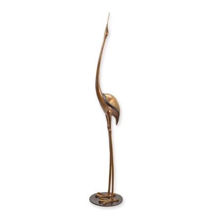 Bronzetierfigur Kranich, Kranichfigur, Vogelfigur, Tierfigur, Gartenfigur, A MODRNISTBRONZE SCULPTURE OF A CRANE