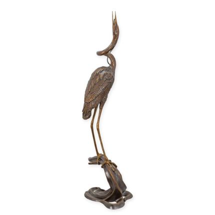 Brunnenfigur Reiher - Gartenbrunnen Bronze - Höhe 150 cm