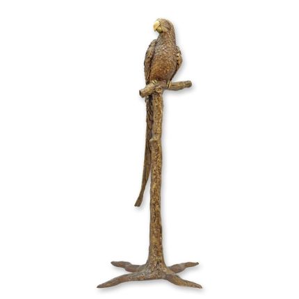 Bronzetierfigur Papagei auf einem Ast, A BRONZE SCULPTURE OF A PARROT ON BRANCH