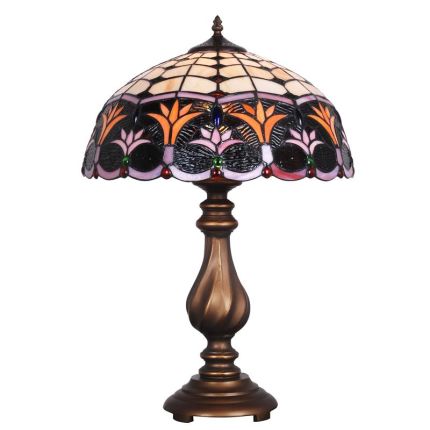 Tischleuchte im Tiffany-Stil - H. 61 cm - rund