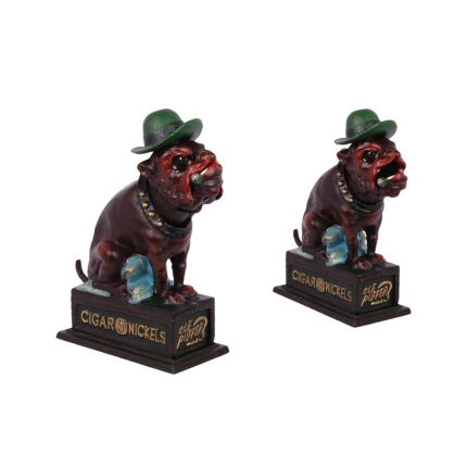 Gusseisen-Spardose Bulldogge, A CAST IRON BULLDOG WITH CIGAR MECHANICAL BANK