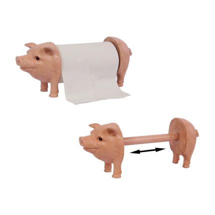 Küchenrollenhalter Schwein aus Gusseisen, AN EXTENSIBLE CAST IRON PIGGY KITCHEN ROLL HOLDER