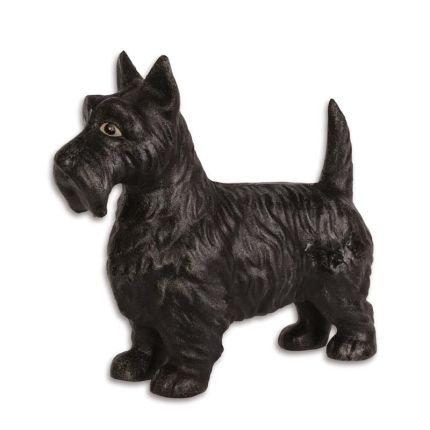 Gusseisen-Hundefigur, A CAST IRON FIGURINE OF A BLACK SCOTTISH TERRIER