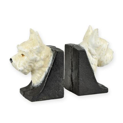 2er-Set Gusseisen-Buchstützen Terrier, A PAIR OF CAST IRON SCOTTISH TERRIER BOOKENDS