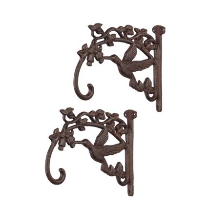 Paar Blumenwandhaken aus Gusseisen, A PAIR OF CAST IRON WALL HOOKS