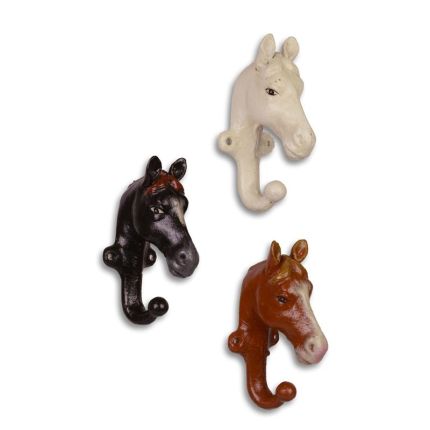 3er-Set Garderobenhaken mit Pferdeköpfen, A SET OF 3 HORSE-HEAD SHAPED COAT HOOKS