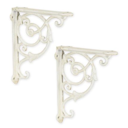 Paar Blumenwandhaken aus Gusseisen, A PAIR OF CAST IRON WALL BRACKETS