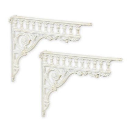 Paar Eckblumenhaken aus Gusseisen, A PAIR OF CAST IRON WALL BRACKETS