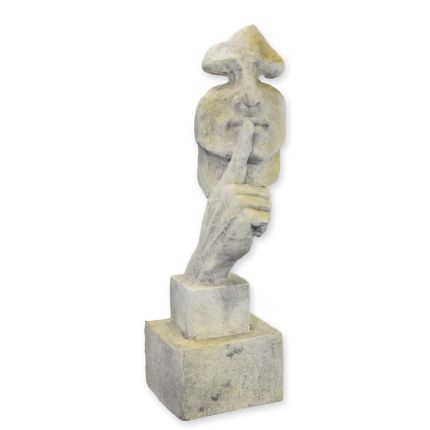 Kunststeinfigur "Der Flüsterer", Polyresin, A RESIN AND MGO SCULPTURE CALLED THE WHISPERER