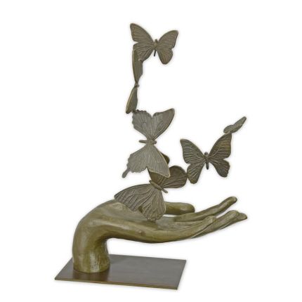 Bronzefigur Hand mit Schmetterlingen, A BRONZE SCULPTURE OF A HAND UNLEASHING BUTTERFLIES