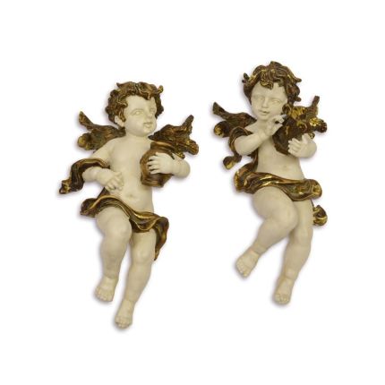 Wanddekoration Paar Putten, Engelfiguren, A PAIR OF HANGING PUTTI