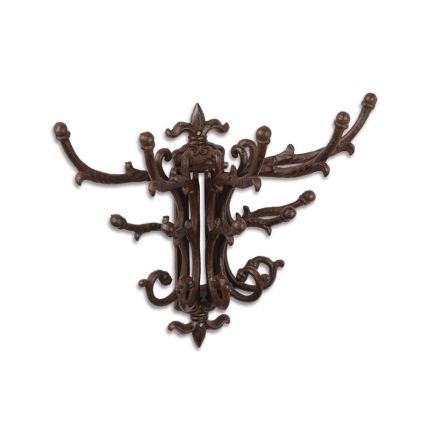 Halbrunde Hakenleiste aus Gusseisen, A CAST IRON SWIVEL COAT HOOK