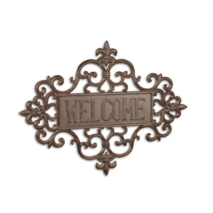 2er-Set Gusseisenwandschild "Welcome" (Willkommen), A PAIR OF CAST IRON WALL "WELCOME" SIGNS