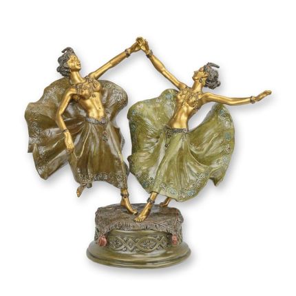 Bronzefigur Tänzerinnen, A BRONZE SCULPTURE OF A DANCING COUPLE