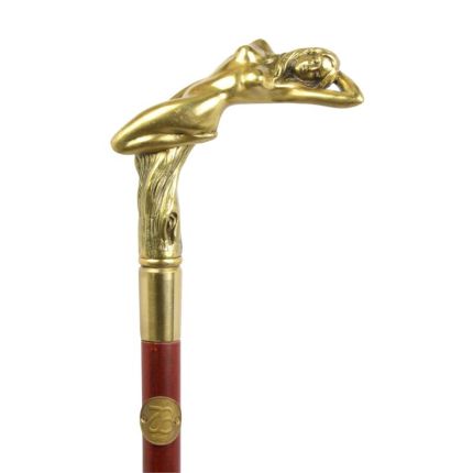 Gehstock mit Bronzegriff, A BRONZE-HANDLED WALKING STICK