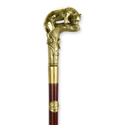 Gehstock mit Bronzegriff, A BRONZE-HANDLED WALKING STICK