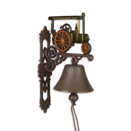 2er-Set Glocken mit Dampfwagenmotiv aus Gusseisen, A PAIR OF CAST IRON STEAM WAGON BELLS