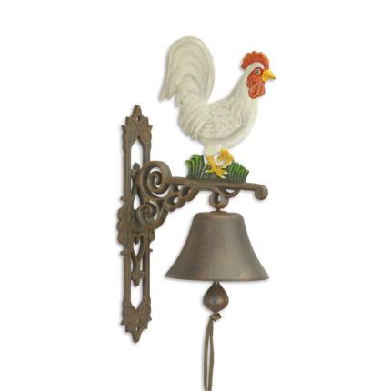 2er-Set Gusseisen-Wandglocke mit Hahn, A PAIR OF CAST IRON ROOSTER BELLS