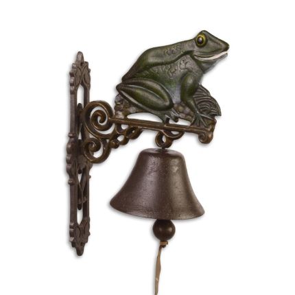 Paar Wandglocken mit Frosch aus Gusseisen, A PAIR OF CAST IRON FROG BELLS