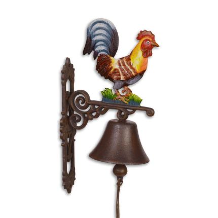 2er-Set Gusseisen-Wandglocke mit Hahn, A PAIR OF CAST IRON ROOSTER BELLS