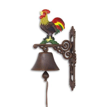 2er-Set Gusseisen-Wandglocken mit Hahn, A PAIR OF CAST IRON ROOSTER BELLS