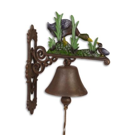 2er-Set Gusseisen-Wandglocken mit Entenfiguren, A PAIR OF CAST IRON DUCK FAMILY BELLS