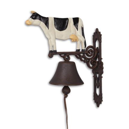 Paar Wandglocken mit Kuh aus Gusseisen, A PAIR OF CAST IRON COW BELLS