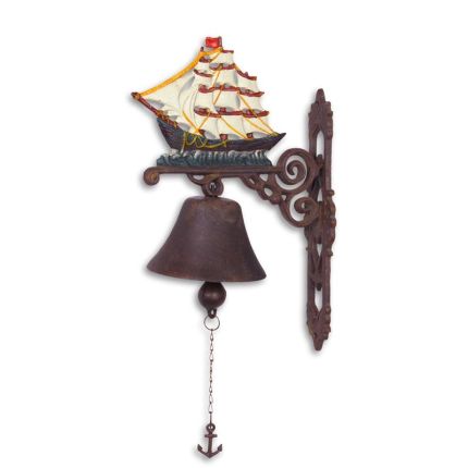 Paar Wandglocken aus Gusseisen mit Segelschiff, A PAIR OF CAST IRON SAIL BOAT BELLS