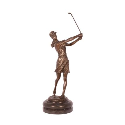 Bronzefigur Golferin, A BRONZE SCULPTURE OF A LADY GOLFER