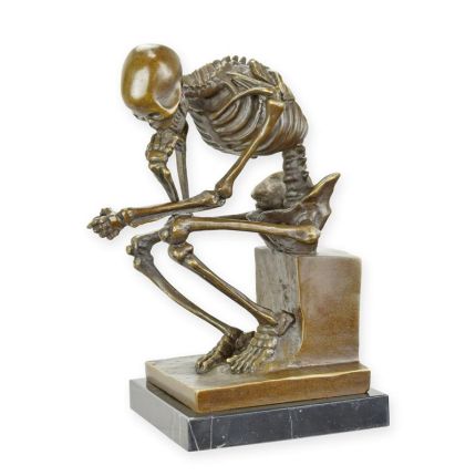 Bronzefigur Skelett "Der Denker", A BRONZE SCULPTURE OF THE SKELETON THINKER