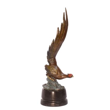 Bronzefigur Fasan - H. 51 cm - mehrfarbig -Gartenfigur
