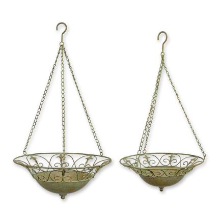 2er-Set Blumenampeln - Durchmesser 31 + 36 cm - Eisen