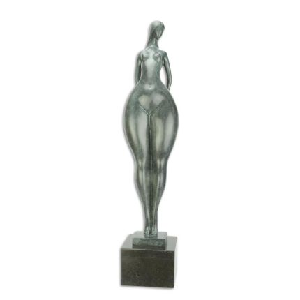 Moderne Bronzefigur nackte, stehende Frau - Höhe 71,2 cm
