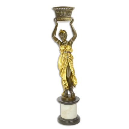 Bronzepflanzer - figürlich - Frau - Höhe 188 cm