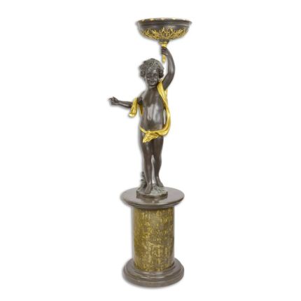 Bronzepflanzer Putte - figürlich - Höhe 178 cm