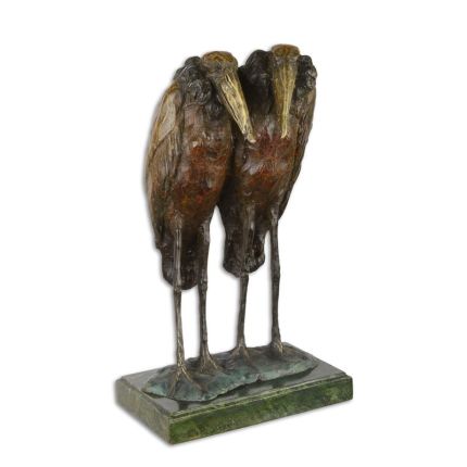 Bronzefigur Paar Marabou-Störche, A BRONZE SCULPTURE OF A COUPLE AF MARABOU STORKS