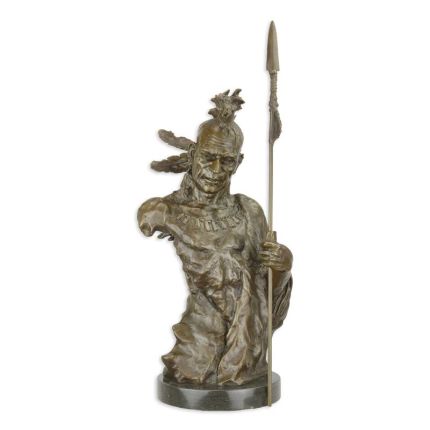 Bronzefigur indigener Krieger - Höhe 47,5 cm