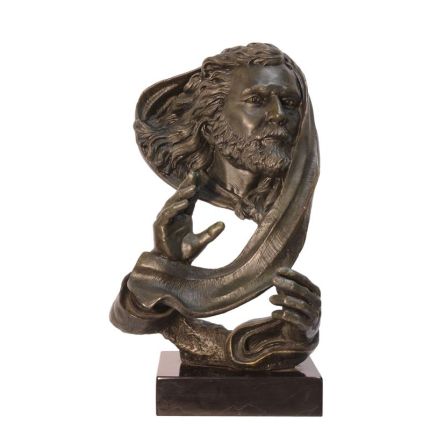 Moderne Bronzefigur "Gott", A MODERNIST BRONZE SCULPTURE OF GOD, GREEN FINISH