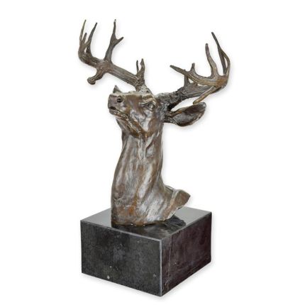 Bronzefigur Hirschkopf, A BRONZE SCULPTURE OF A DEERHEAD