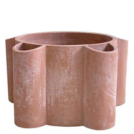 Impruneta Terracotta, Grande Ydra fiore, Blumentopf mit Bewässerungssystem, gerundet, schlicht, modern, Terracottatopf