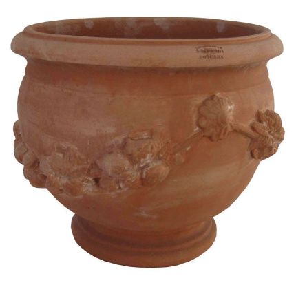 Galestro Terracotta, Vaso Melagrane, Vase mit Blütengirlande, Blumentopf, Pflanzgefäß