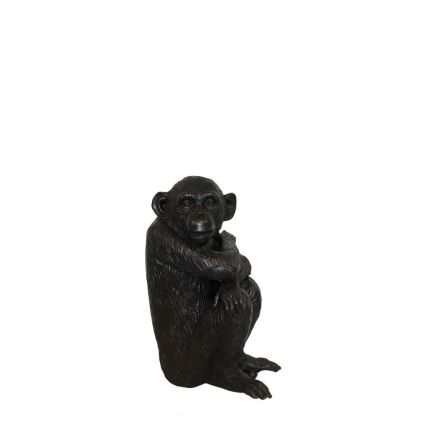 Bronze Figur, Kleiner Affe sitzend, Schimpanse, Tierfigur, Figur, Bronzefigur