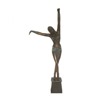 Bronze Figur, tanzende Frau, Dancing Queen, mehrfarbig, Bronzefigur, Statue, Skulptur