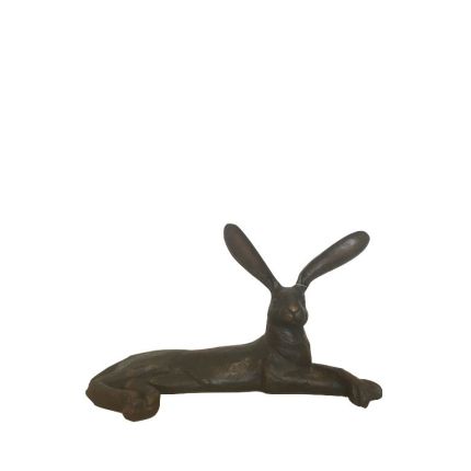 Bronze Figur, Liegender Hase, Tierfigur, Figur, Bronzefigur