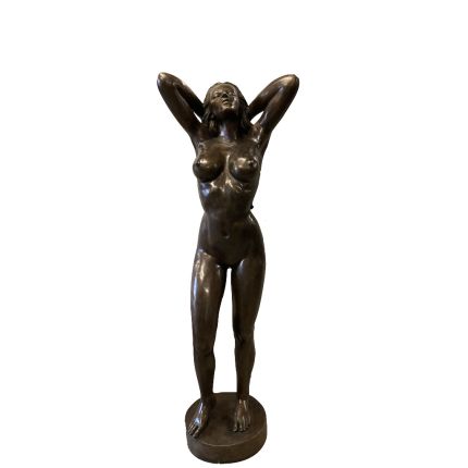 Bronze Figur, stehende Frauenfigur, nackte Frau, Bronzefigur, Statue, Skulptur, Gartendekoration