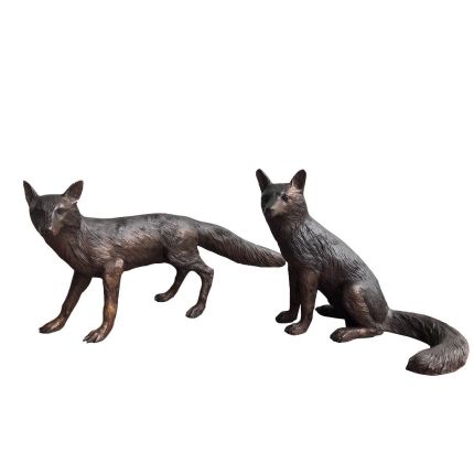 Bronze Figur, 2 Füchse, Tierfigur, Figur, Bronzefigur, Fox